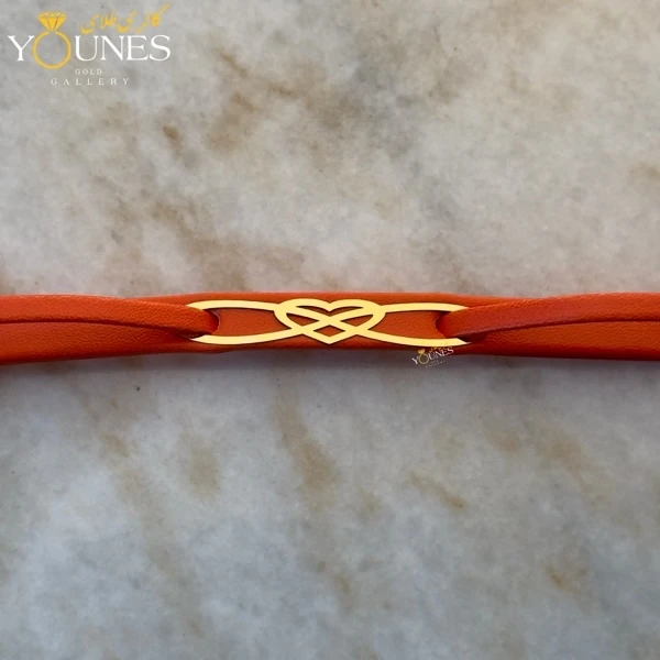 دستبند طلا زنانه چرم بی نهایت قلبیL112